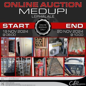 MEDUPI ONLINE TIMED AUCTION - LEPHALALE - 10% Buyers Commission + VAT applicable.