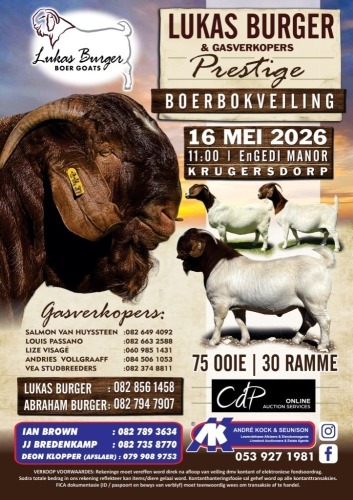 LUKAS BURGER & GASVERKOPERS PRESTIGE BOERBOKVEILING
