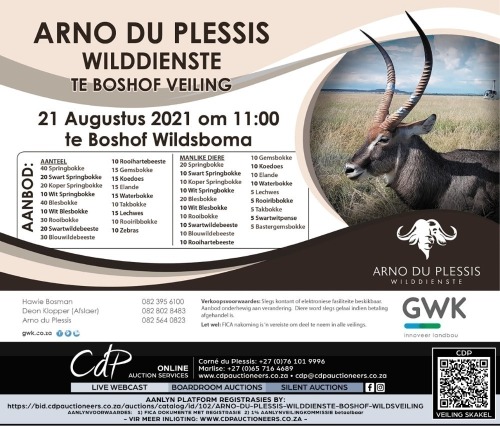 ARNO DU PLESSIS WILDDIENSTE - BOSHOF WILDSVEILING