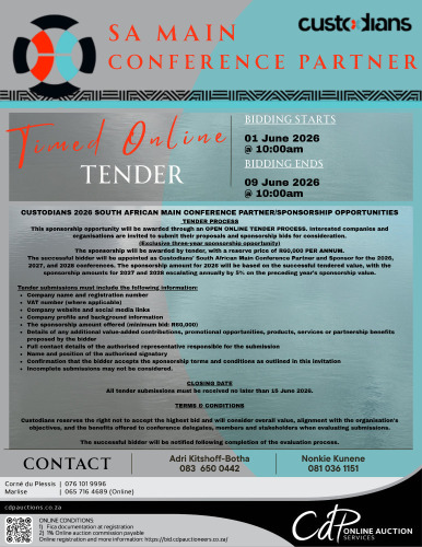 SA MAIN CONFERENCE PARTNER - TIMED TENDER