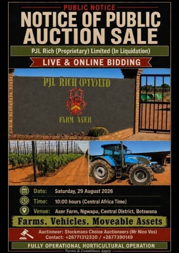 PJL RICH (PTY) LTD - FARM ASER AUCTION (BOTSWANA)