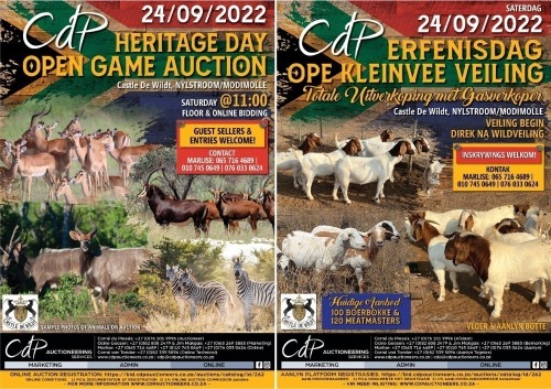 CDP HERITAGE DAY GAME & SMALL STOCK AUCTION @ CASTLE DE WILDT