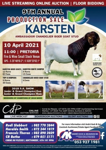 KARSTEN BOERDERY BOERBOK EN DORPER VEILING