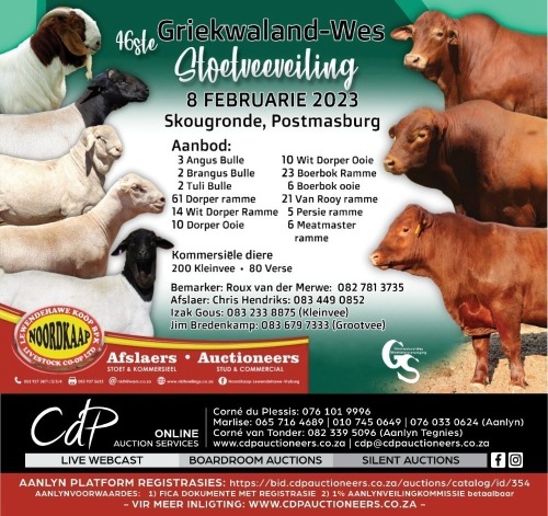 GRIEKWALAND-WES STOETVEEVEILING - POSTMASBURG