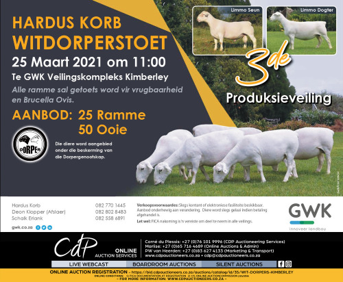 HARDUS KORB WITDORPERSTOET 3DE PRODUKSIEVEILING