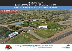 INGILOZI PARK 407 HA GAME FARM - BELA BELA LIMPOPO