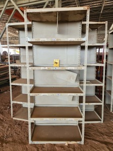 5 - ITEMS Shelf steel white ,92m Long x ,46m wide x 2m high