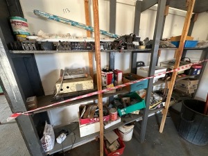 1X JOB LOT JOB LOT EQUIPMENT, TOOLS, BREAKERS, ETC (SHELVES NOT INCLUDED)