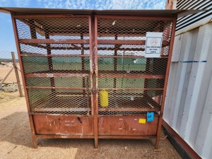 2 - ITEMS Cage steel 2.4m long x .64m wide x 2m high.Roof covered with flat sheeting.