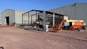 1 - ITEM Structure Warehouse -Welding Store, 20m long x 12m wide x 5.4m high.Corrosion damage on 30% of sheeting.