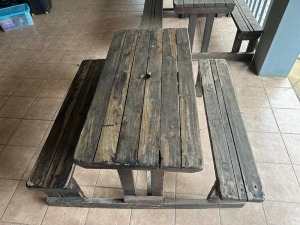 5 x Wood Benches with Chairs