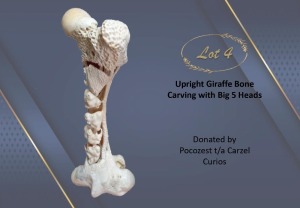 UPRIGHT GIRAFFE BONE CARVING WITH BIG 5 HEADS Pocozest t/a Carzel Curios