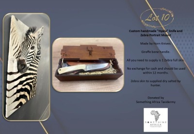 CUSTOM HANDMADE "NYALA" KNIFE AND ZEBRA PORTRAIT MOUNT Something Africa Taxidermy