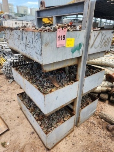 1 - ITEM Stand Bucket with 1000 (estimated) &frac34;" glavanised clamps
1m (L) x 1.1m (W) x 1.17m (H)
