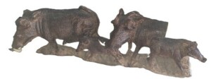 IRON WOOD SCULPTURES - Warthog family RUPERT BROWN & LINDSAY FAMILY