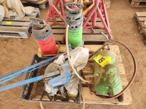 1 - ITEM Water and oil pressure bottles & 2-Way radio holders & Pallet
