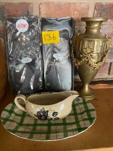 JOB LOT - Gravy Boat Black Velvet 1792 & ANTIQUE VASE