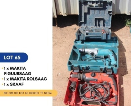 1 X 1 X MAKITA FIGUURSAAG, 1 MAKITA ROLSAAG, 1 SKAAF SARINE CONSTRUCTION