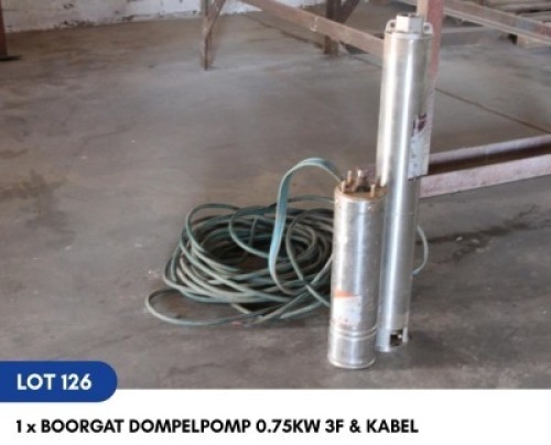 1 X 1 X BOORGAT DOMPELPOMP 0.75KW 3F & KABEL SARINE CONSTRUCTION
