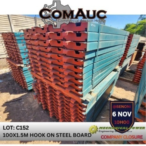100 X 1.5M HOOK ON STEEL BOARD (Pay per Lot)