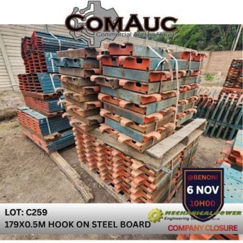 179 X 0.5M HOOK ON STEEL BOARD (Pay per Lot)