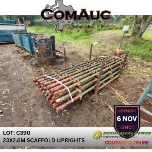 23 X 2.6M SCAFFOLD UPRIGHTS (Pay per Lot)