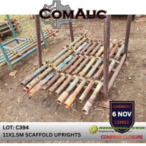 11 X 1.5M SCAFFOLD UPRIGHTS (Pay per Lot)