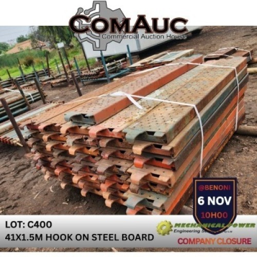 41 X 1.5M HOOK ON STEEL BOARD (Pay per Lot)
