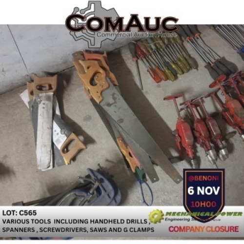 VARIOUS TOOLS INCL. HANDHELD DRILLS, SPANNERS, SCREWDRIVER, SAWS AND G CLAMPS (Pay per Lot)