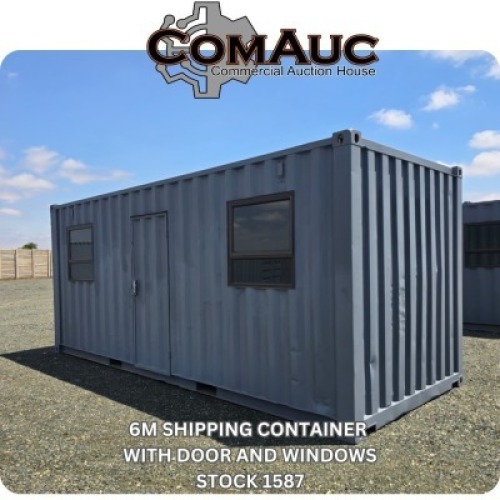 1 X 6M SHIPPING CONTAINER WITH DOOR AND WINDOWS - STOCK NR: 1587