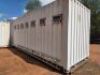 1 x 9m shipping container converted for toilet facility,Condition poor,Floor and floorboards damaged,Toilets and basins damaged