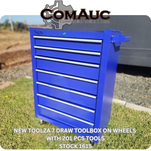 1 X NEW TOOLZA 7 DRAW TOOLBOX ON WHEELS WITH 201 PCS TOOLS STOCK NR: 1615