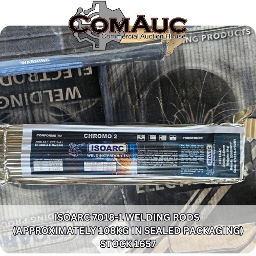 1 X ISOARC 7018-1 WELDING RODS (APPROXIMATELY 108KG IN SEALED PACKAGING) STOCK NR: 1657