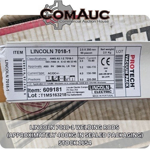 1 X LINCOLN 7018-1 WELDING RODS ( APPROXIMATELY 400KG IN SEALED PACKAGING) STOCK NR: 1654