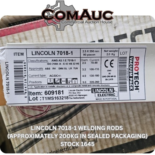 1 X LINCOLN 7018-1 WELDING RODS ( APPROXIMATELY 200KG IN SEALED PACKAGING) STOCK NR: 1645