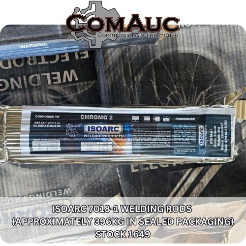 1 X ISOARC 7018-1 WELDING RODS (APPROXIMATELY 396KG IN SEALED PACKAGING) STOCK NR: 1649