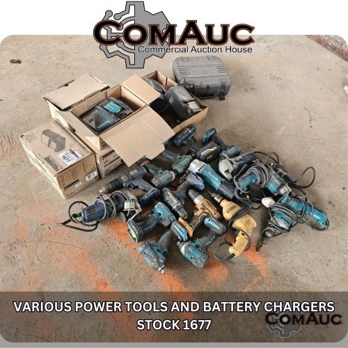 1 X VARIOUS POWER TOOLS AND BATTERY CHARGERS STOCK NR: 1677