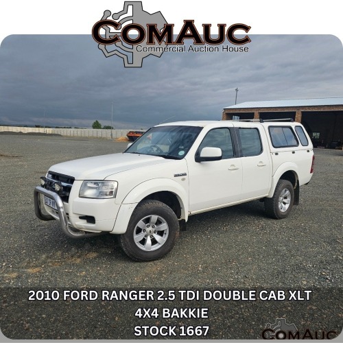 1 X 2010 FORD RANGER 2.5 TDI DOUBLE CAB XLT 4X4 BAKKIE STOCK NR: 1667