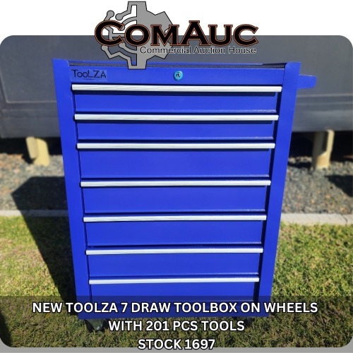 1 X NEW TOOLZA 7 DRAW TOOLBOX ON WHEELS WITH 201 PCS TOOLS STOCK NR: 1697