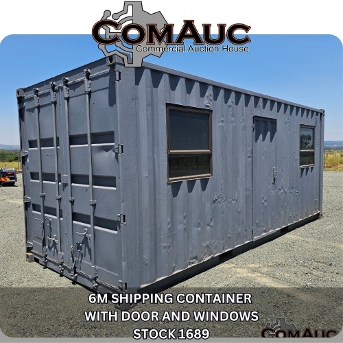 1 X 6M SHIPPING CONTAINER WITH DOOR AND WINDOWS STOCK NR: 1689