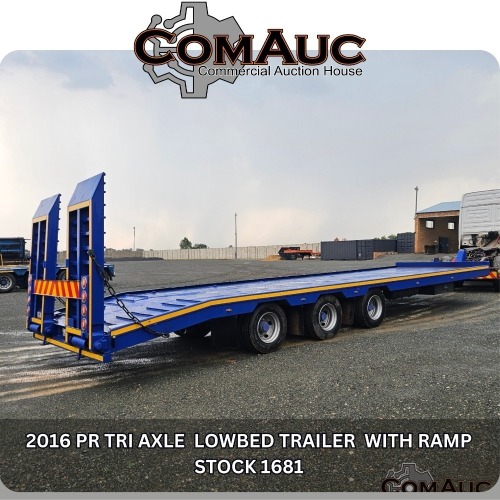 1 X 2016 PR TRI AXLE ROLLBACK LOWBED TRAILER WITH RAMPS STOCK NR: 1681
