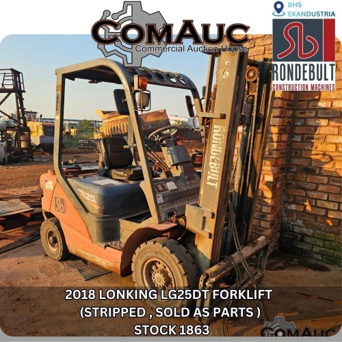 1 X 2018 LONKING LG25DT FORKLIFT (STRIPPED , SOLD AS PARTS ) STOCK NR: 1863