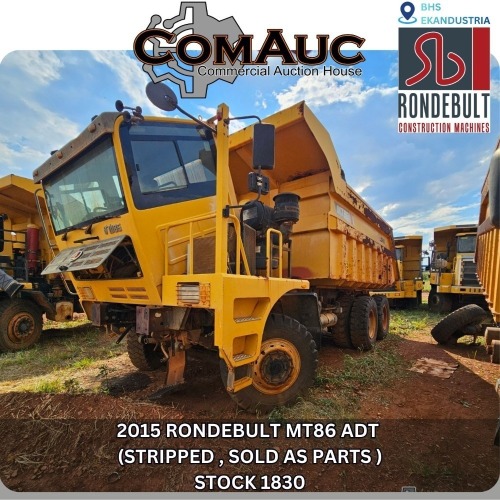 1 X 2015 RONDEBULT MT86 ADT (STRIPPED , SOLD AS PARTS ) STOCK NR: 1830