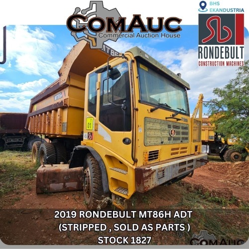 1 X 2019 RONDEBULT MT86H ADT (STRIPPED , SOLD AS PARTS ) STOCK NR: 1827
