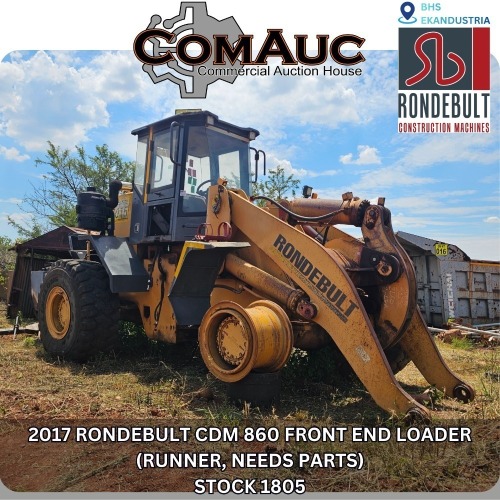 1 X 2017 RONDEBULT CDM 860 FRONT END LOADER (RUNNER, NEEDS PARTS) STOCK NR: 1805