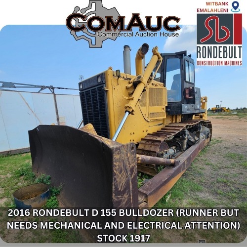 1 X 2016 RONDEBULT D 155 BULLDOZER ( RUNNER BUT NEEDS MECHANICAL AND ELECTRICAL ATTENTION) STOCK NR: 1917