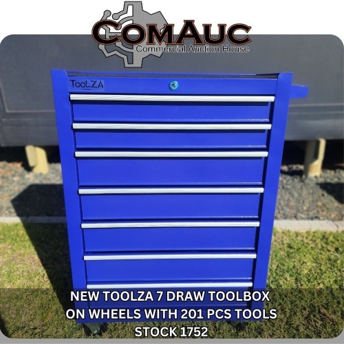 1 X NEW TOOLZA 7 DRAW TOOLBOX ON WHEELS WITH 201 PCS TOOLS STOCK NR: 1752