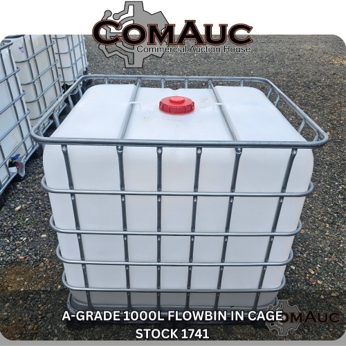1 X A-GRADE 1000L FLOWBIN IN CAGE STOCK NR: 1741