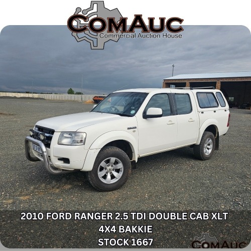1 X 2010 FORD RANGER 2.5 TDI DOUBLE CAB XLT 4X4 BAKKIE STOCK NR: 1667