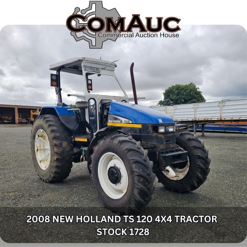 1 X 2008 NEW HOLLAND TS 120 4X4 TRACTOR STOCK NR: 1728